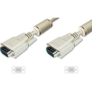 Video kabel Digitus Připojovací kabel monitoru VGA, HD15 M/M, 15 m, 3Coax/7C, 2xferit, be AK-310103-150-E