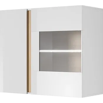 Knihovna Závěsná vitrína Arco - Meble Laski Bílá Matná / Bílý Lesk / Dub Grandson 96.5x82.5 cm