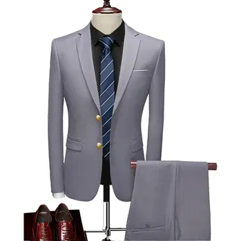 Pánský oblek Formální pánský oblek MC124 Velikost: M, Barva (Varianta): Sada 2 ks Světle šedá
