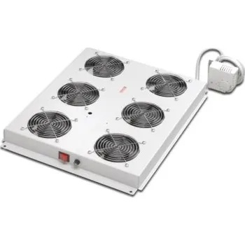PC ventilátor Roof cooling unit for DIGITUS server cabinets, 6 Fans, Switch, Thermostat, 828m3 air circ./h Color grey RAL 7035 DN-19 FAN-6-SRV