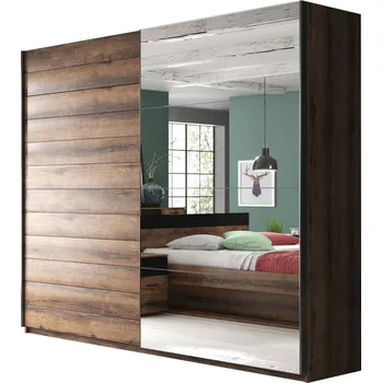 Šatní skříň Skříň 220 Beta se zrcadlem - Helvetia Dub Monastery / Zrcadlo 221x210 cm