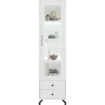 Knihovna Vitrína se šuplíky Bergen - Meblar Bílá / Bílý Lesk 50x190 cm