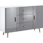 Komoda Brillo - Gala Meble Bílá / Šedý Lak Lesklý / Buk 140x92 cm