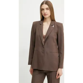 Dámské sako Sako s příměsí lnu Patrizia Pepe hnědá barva, 2S1524 A052 2S1524.A052 98X, vel. 36