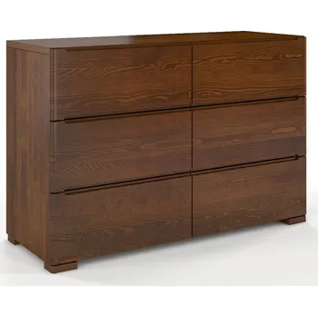 Komoda Komoda borovicová s 6 zásuvkami do ložnice Sparta - Skandica Ořech 120x81 cm