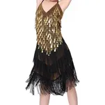 Dívčí latino taneční šaty s třásněmi Catarina Černá se zlatým 160