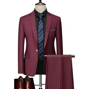 Pánský oblek Pánský oblek levně na každou příležitost Velikost: S, Barva (Varianta): 1 knoflíks wine