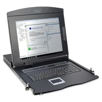 KVM přepínač Digitus Modular console with 17" TFT (43,2cm), 8-port. Cat.5 KVM & Touchpad, french keyboard DS-72210-4FR