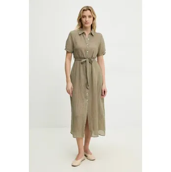 Dámské šaty Lněné šaty Answear.LAB zelená barva, maxi E24.23.FLK 97X, vel. S