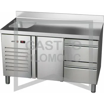 Asber Stůl chladící ETP-7-135-12 HC S GI agregát vlevo + dřez Varianta: Stůl chladící ETP-7-135-12 HC S GI agregát vlevo + dřez