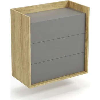 Komoda se zásuvkami do studentského pokoje Mobius - Halmar Hikora naturalna / Szary przykurzony 41x83 cm