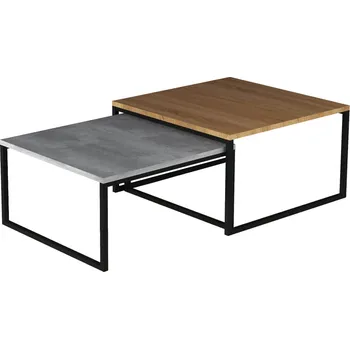 Kuchyňská linka Sada industriálních stolků do obývacího pokoje Nevio - ELTAP Burgundský ořech / beton 60, 69x34, 39 cm