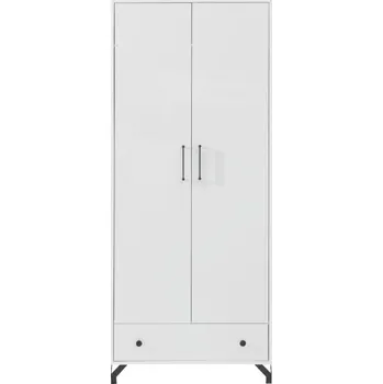Šatní skříň Prostorná šatní skříň Bergen - Meblar Bílá / Bílý Lesk 80x190 cm