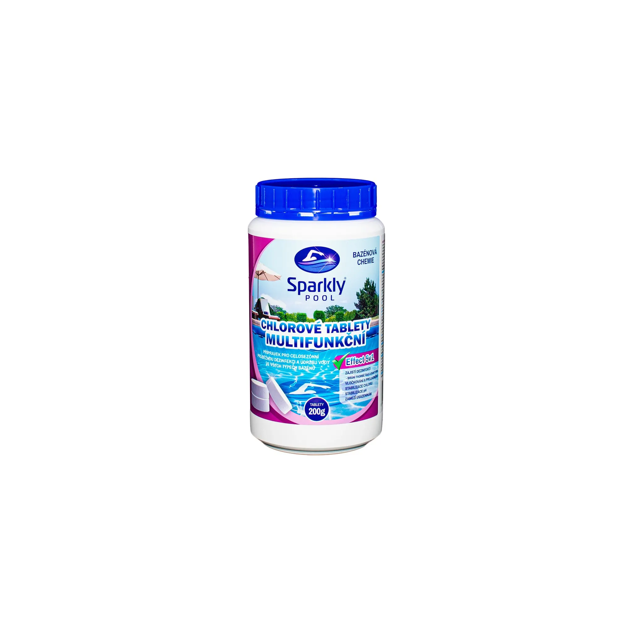 Fotografie 1 - Bazénová chemie Sparkly POOL Chlorové tablety do bazénu 5v1 multifunkční 200 g 1 kg
