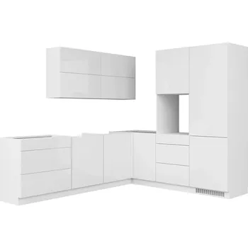 Kuchyňská linka Rohová kuchyňská linka Top Line 260x225 cm, levostranná - Black Red White - BRW Bílá Alpská / Bílá 260x cm