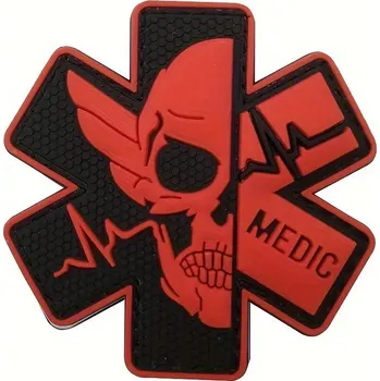 Nášivka MEDIC Lebka - suchý zip Barva: červeno / černá