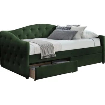 Postel Čalouněná postel 90 se zásuvkami do ložnice Aloha - Halmar Tmavě Zelená 221x93 cm