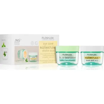 Péče o oční okolí FlosLek Laboratorium Eye Zone gel na oční okolí s jitrocelem a světlíkem lékařským 10 g + rozjasňující krém na oční okolí 15 ml