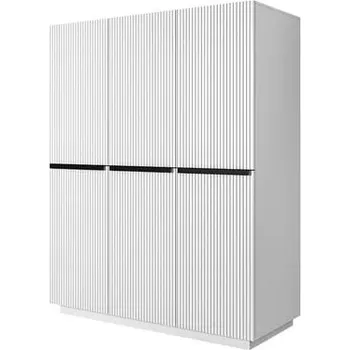 Šatní skříň Skříň Nicole 150 se soklem i šuplíkovou skříňkou - Meble Bogart Bílá / Černá 150x207 cm