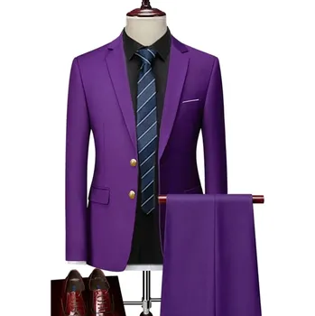 Pánský oblek Kvalitní pánský oblek MC132 Velikost: L, Barva (Varianta): Sada 2 ks fialová