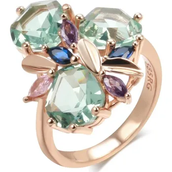 Prsten Luxusní prsten s kameny pozlacený 14K zlatem KI887 Barva (Varianta): Z1166, Velikost prstenu: 9 (59,6 mm)