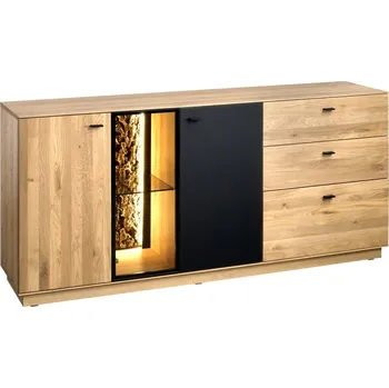 Komoda Komoda Corena - Meble Krysiak Lak / antisol grafitové sklo 180x82 cm