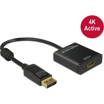 Video kabel Delock Adaptér Displayport 1.2 samec > HDMI samice 4K aktivní černý 62607