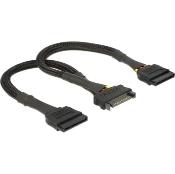 Kabel do PC Delock SATA napájecí kabel 15 pin samice > 2 x SATA 15 pin samec 25 cm 60135