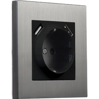 Elektrická zásuvka Stříbrná USB Elektrická Zásuvka Alkri-Light