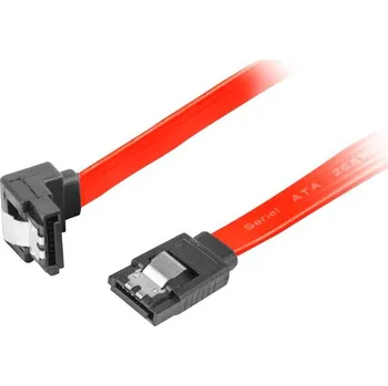 Kabel do PC LANBERG SATA II datový kabel (3GB/S) F / F 50cm, úhlový, kovová západka, červený CA-SASA-13CC-0050-R