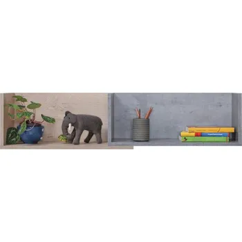 police Závěsná police Sigma - Meblar Beton / Bílá Lux / Dub 110x25 cm