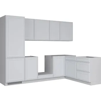 Kuchyňská linka Rohová kuchyňská linka Verdi 270x180 cm, levostranná - Black Red White - BRW Šedá grenola / světle šedý mat 270x cm