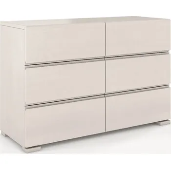Komoda Borovicová komoda s 6 zásuvkami do ložnice Vestre - Skandica Bílá 120x81 cm