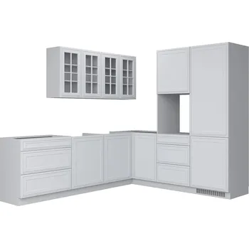 Kuchyňská linka Rohová kuchyňská linka Verdi 225x260 cm, levostranná - Black Red White - BRW Šedá grenola / světle šedý mat 225x cm