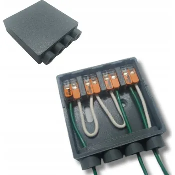 Elektroinstalační krabice Sada: Krabice na omítku pro 4 svorky WAGO šedá + 4x wago 221-412