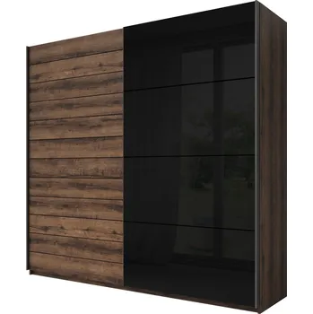 Šatní skříň Šatní skříň 200 Galaxy - Helvetia Dub Monastery / Černé Sklo 200x210 cm