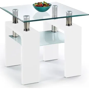 Konferenční stolek Konferenční stolek Diana H Kwadrat - Halmar Bílý Lesk 60x55 cm