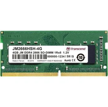 Operační paměť Transcend paměť 4GB SODIMM DDR4 2666 1Rx8 512Mx8 CL19 1.2V TS2666HSH-4G