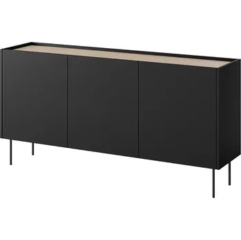 Komoda Komoda Desin 170 cm se čtyřmi šuplíky - Meble Bogart Černý mat-dub nagano 170x85 cm