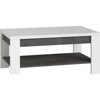 Konferenční stolek Konferenční stolek Brugia - Forte C639 Bílá / Beton Tmavě Šedý / Bílý Lesk 100x45.7 cm