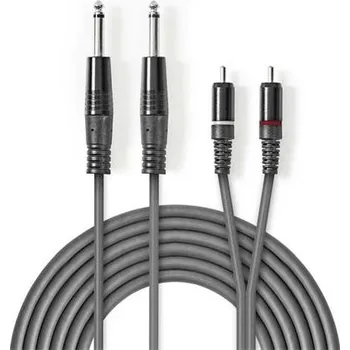 Audio kabel Nedis COTH23320GY30 - Stereofonní Audio Kabel | 2x 6,35mm Zástrčka – 2x RCA Zástrčka | 3 m | Šedá barva COTH23320GY30