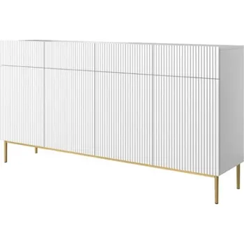 Komoda Komoda Nicole 200 se čtyřmi zásuvkami - Meble Bogart Bílá / Zlatá 200x105 cm