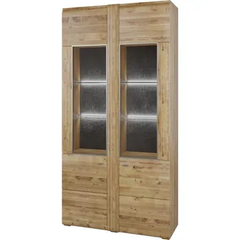 Knihovna Velká dvoudveřová vitrína do obývacího pokoje Arras - MMI Sleeping Dub Bělený Masiv 101x205 cm