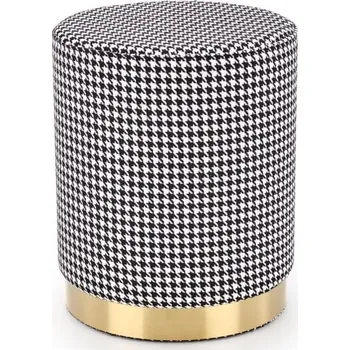 Taburet Malá čalouněná podnožka do ložnice nebo obývacího pokoje Aruna - Halmar Bílá / Černá / Zlatá 36x44 cm