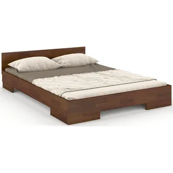 Postel Dřevěná postel borovicová 200 do ložnice Spectrum nízká - Skandica Ořech 205.5x51 cm