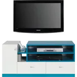 TV stolek do studentského / dětského pokoje Mobi - Meblar Bílá Lux / Tyrkysová 120x55 cm
