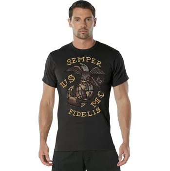 ROTHCO Triko USMC SEMPER FIDELIS ČERNÉ velikost: M