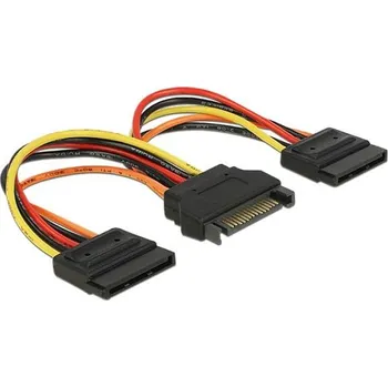 Kabel do PC Delock Napájecí kabel SATA 15 pin samec > 2 x Power SATA 15 pin samice 15 cm 60143