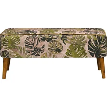Taburet Lavice Monstera Rose 100 - Happy Barok Monstera růžová/ořech 100x43 cm