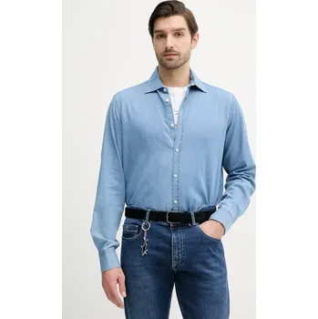 Pánská košile Džínová košile Paul&Shark pánská, modrá barva, regular, s klasickým límcem, 25413160CF 50J, vel. 43